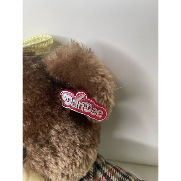 Vintage Dan Dee plush Bear Farmer Outfit Straw Hat Overalls NWT 16” - Picture 4 of 9